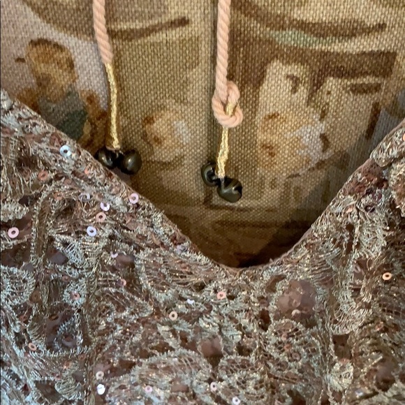 SPELL & THE GYPSY COLLECTIVE NINA SHIFT MINI DRESS GOLD LACE AND SEQUINS - Picture 11 of 16